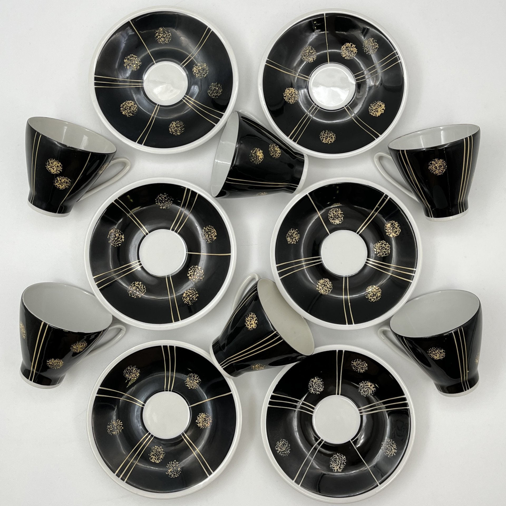 Сервиз кофейный c минималистичным декором на 6 персон (15 предметов)