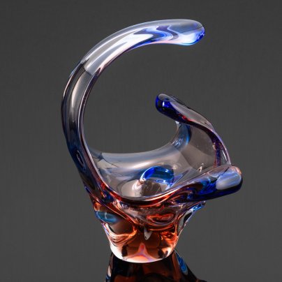 Ваза (конфетница) в виде корзиночки, Мстисовский стекольный завод, Mstisov Glassworks (Стекольный завод в Мстишов)