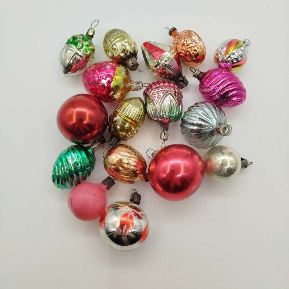 Набор ёлочных игрушек "Малютка", стекло, металл, СССР, 1960-1980 гг.