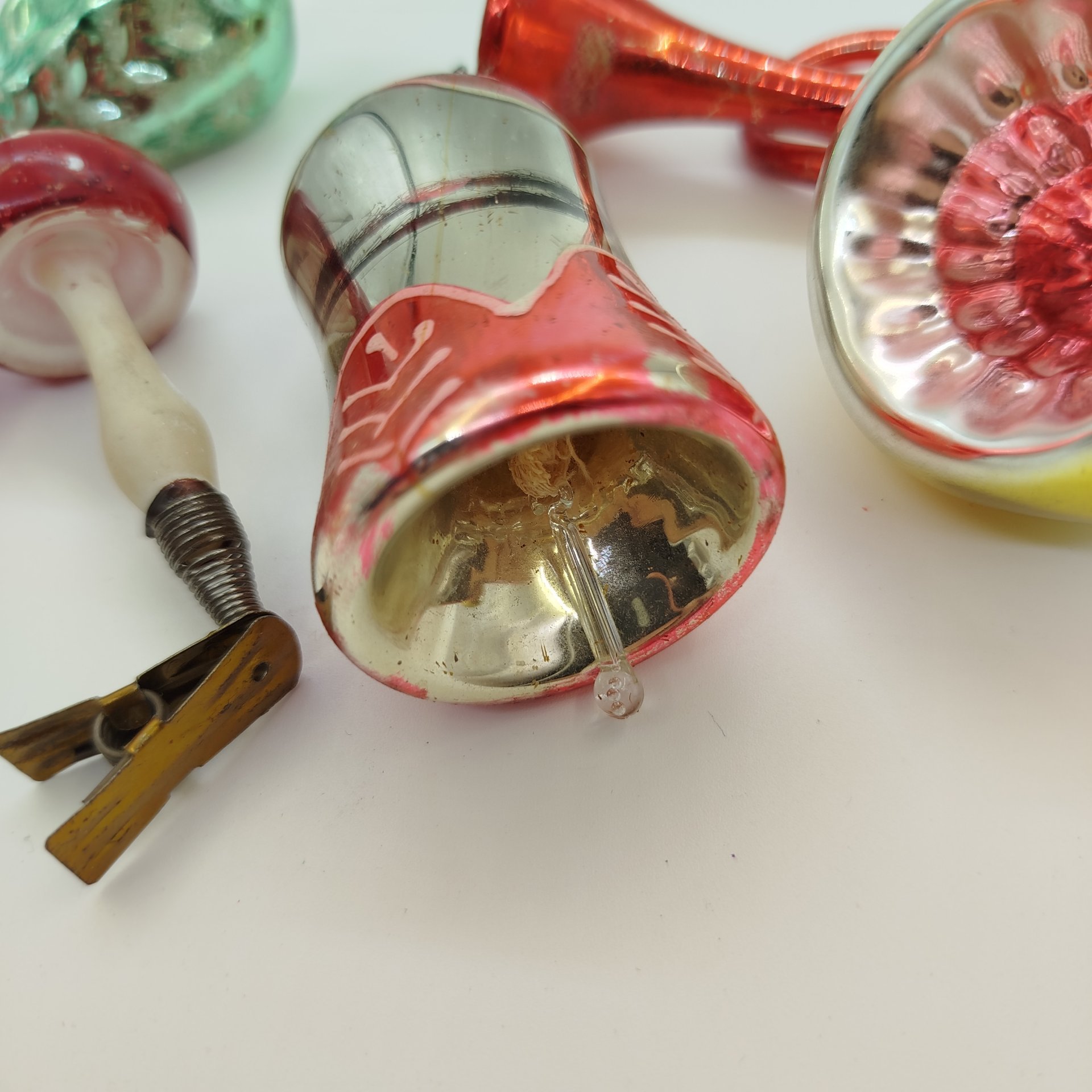 Набор из шести елочных игрушек, стекло, металл, СССР, 1960-1980 гг.