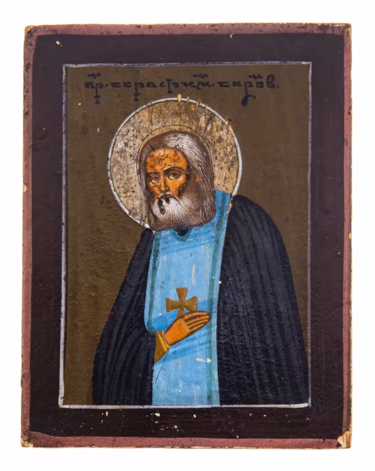 Икона "Преподобный Серафим Саровский", дерево, масло, Российская Империя, 1870-1917 гг.