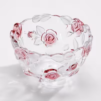 Ваза для конфет с цветочным декором и фигурным бортом, стекло, фирма "Walther-Glas", Германия, 1920-1940 гг., Walther Glas