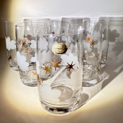 Набор из 6-ти стаканов "Облачка", стекло, матирование, золочение, Bohemia Crystal (Bohemia Glass), Чехословакия, 1970-1990 гг., Bohemia Crystal (Bohemia Glass)