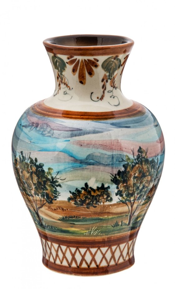 Ваза для цветов с изображением церкви, фаянс, роспись, СССР, 1970-1990 гг.