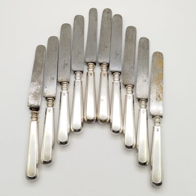 Набор из десяти десертных (закусочных) ножей, клеймо "D. Epstein"