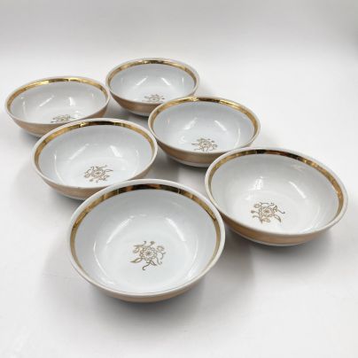 Набор из 6-ти блюдец с флоральным декором, фарфор, люстр, золочение, Сумский фарфоровый завод, СССР, 1974-1991 гг.