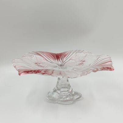 Фруктовница на ножке с цветочным декором, Walter Glas, цветное стекло, рельеф, Германия, 1990-2010 гг.