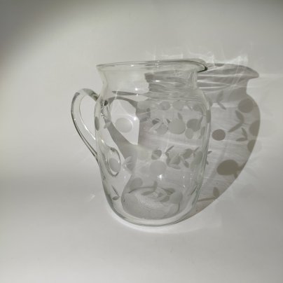 Кувшин с растительным декором, стекло, гранение, СССР, 1960-1980 гг.