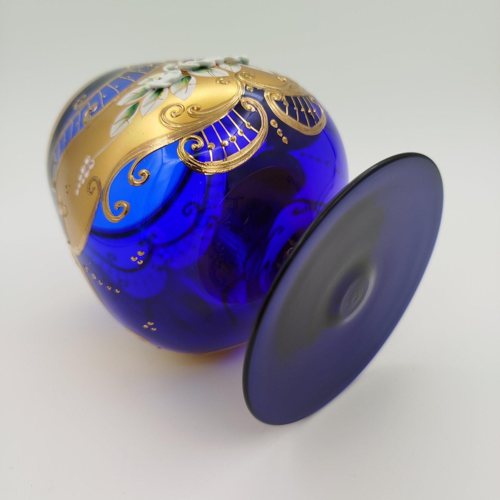 Бокал для виски "Brandy Blue", украшенный лепным декором, Bohemia (Neurohlau)