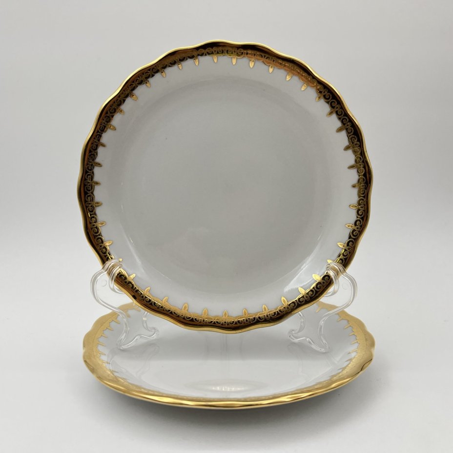 Кофейный набор "Рига" на 2 персоны (7 предметов), фарфор, люстр, деколь, золочение, Рижский фарфорово-фаянсовый завод, СССР, 1970-1980 гг.