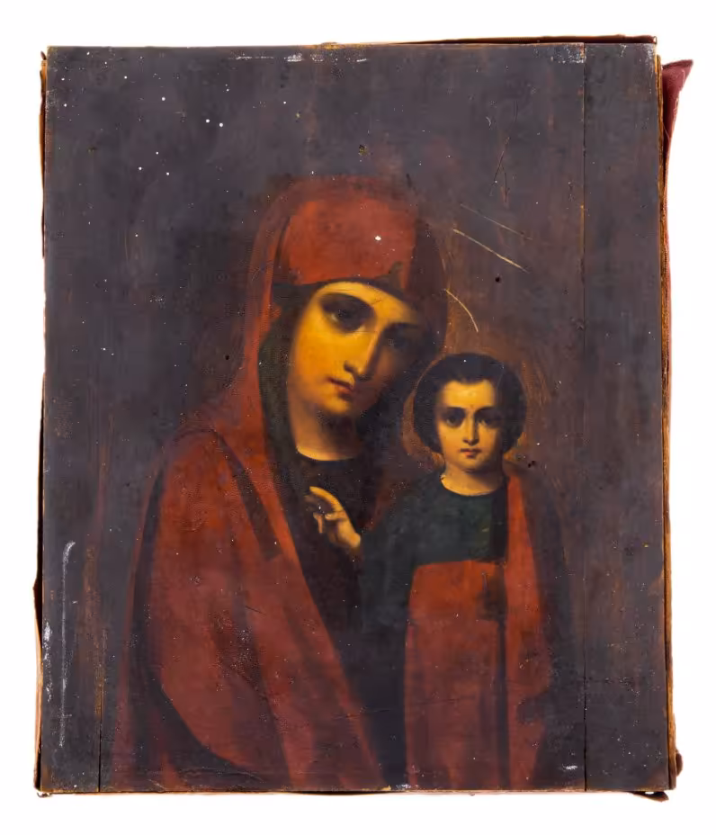 Икона "Казанская Божья Матерь" , дерево, масло, Российская Империя, 1850-1900 гг.