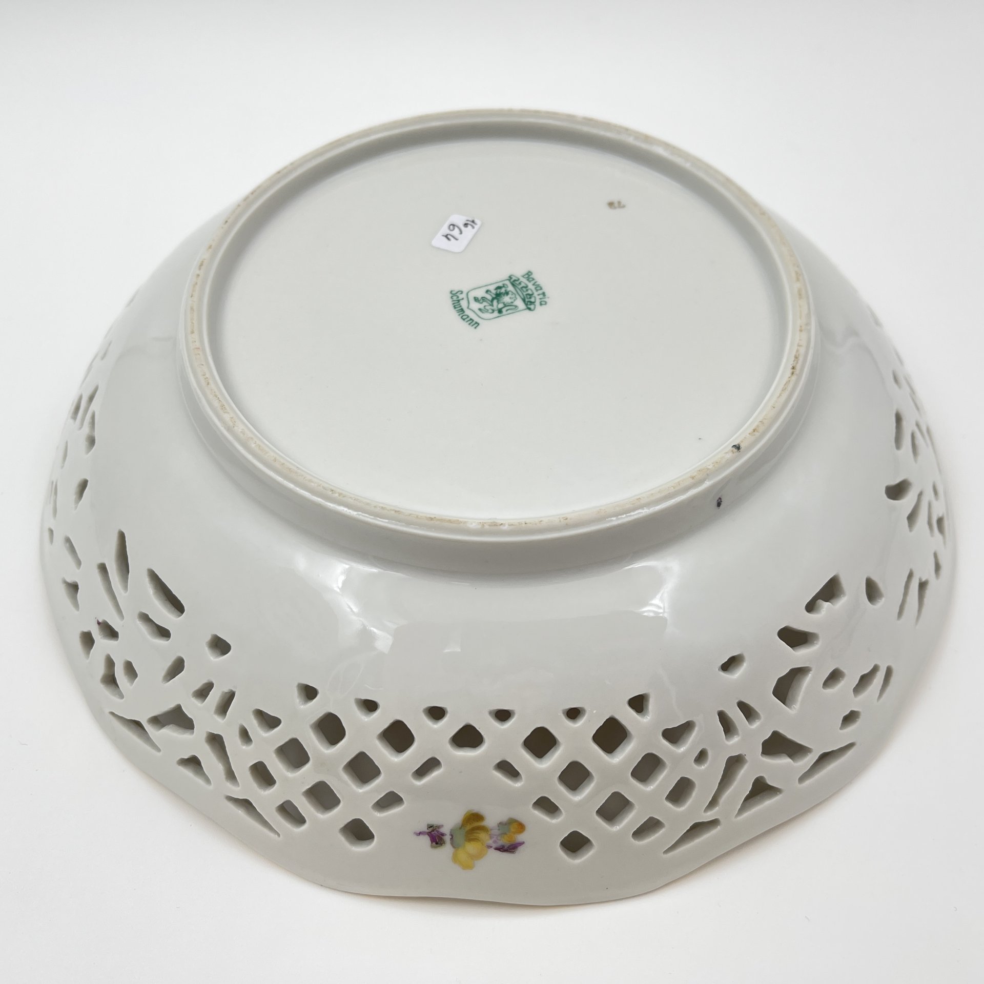 Сухарница с прорезным бортом и изображением фазанов, фарфор, деколь, золочение, Carl Schumann, Arzberg, Bavaria, Германия, 1945-1950 гг.