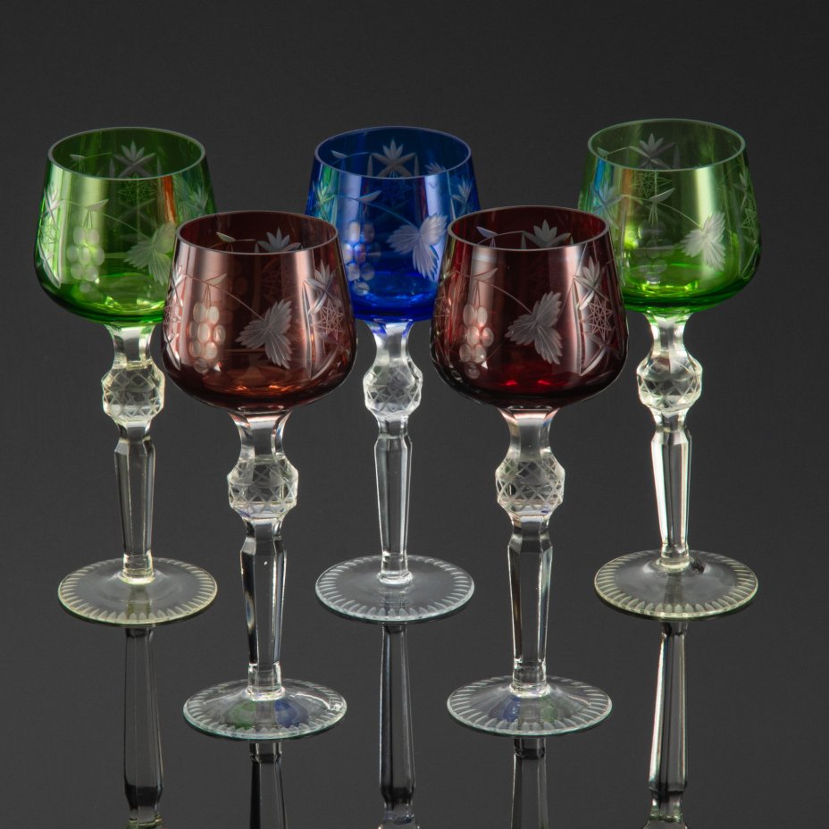 Набор разноцветных бокалов для вина на 5 персон, Lausitzer Glas