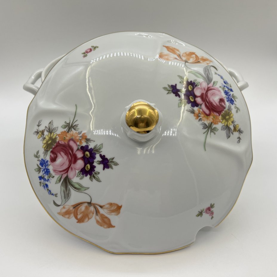 Супница "Мейсенский букет", фарфор, деколь, золочение, Bohemia (Neurohlau), Чехословакия, 1960-1980 гг.