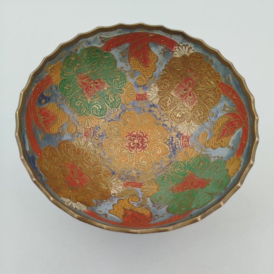 Ваза (конфетница), выполненная в восточном стиле, латунь, эмали, Индия, 1970-1990 гг.