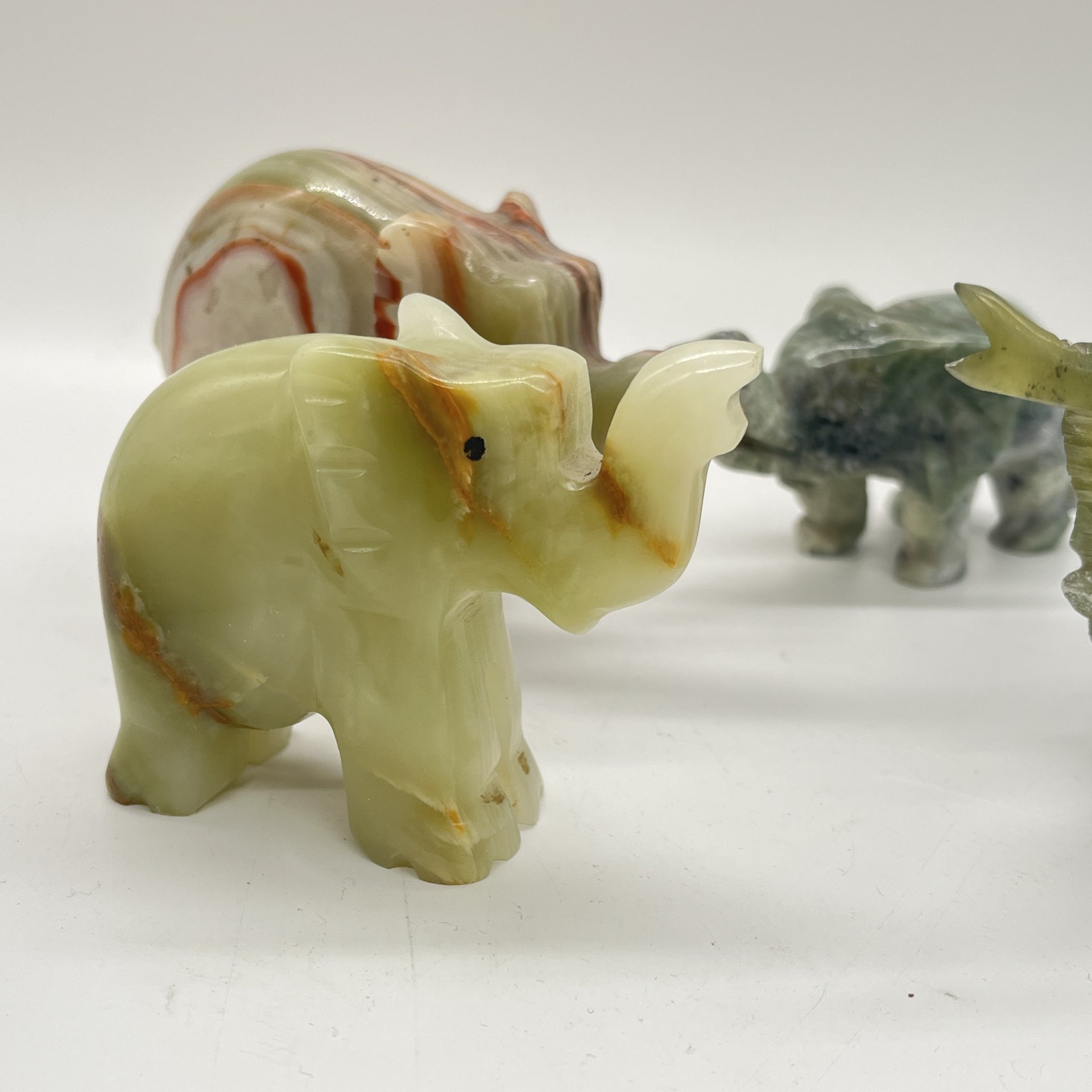 Набор из 4 статуэток слонов (подбор), натуральный камень, резьба, Азия, 1990-2010 гг.