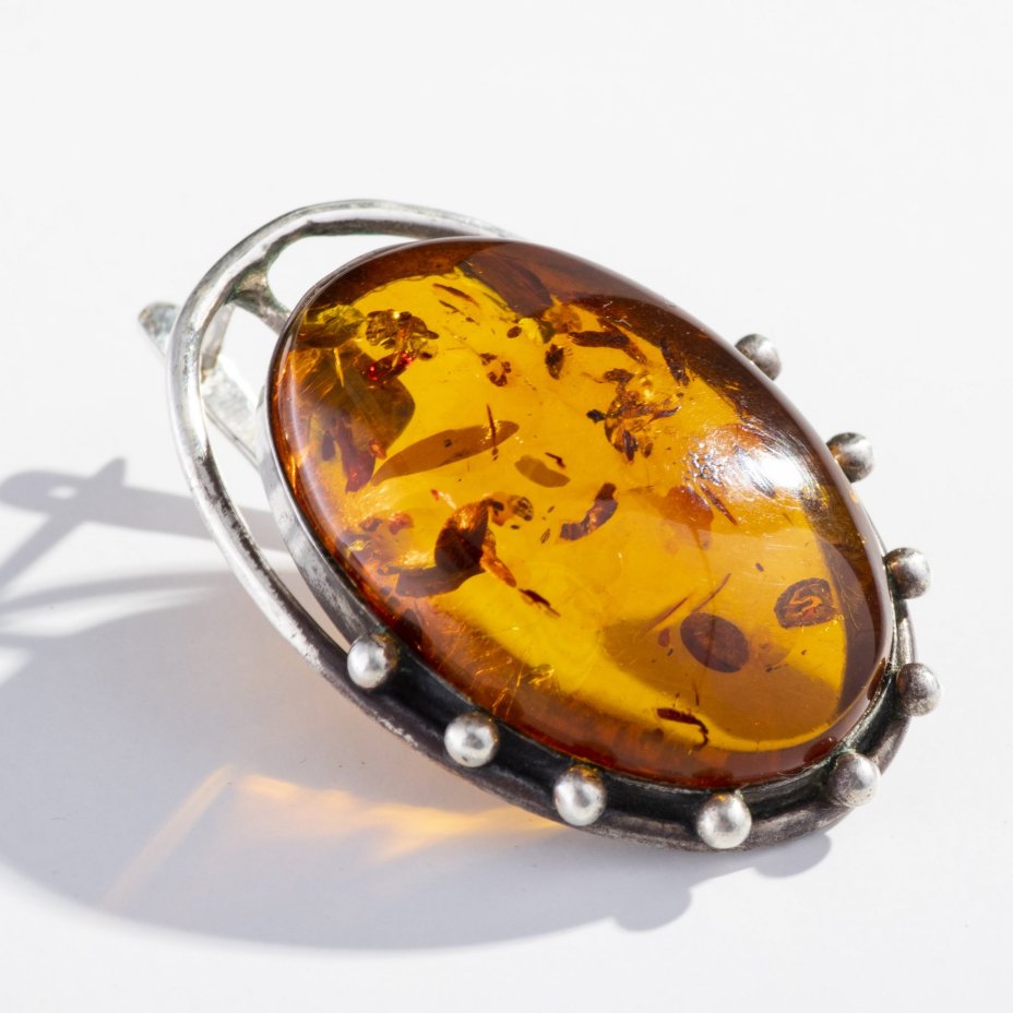 Серьги, янтарь, серебро, 925 проба, Россия, 1994-2004 гг.