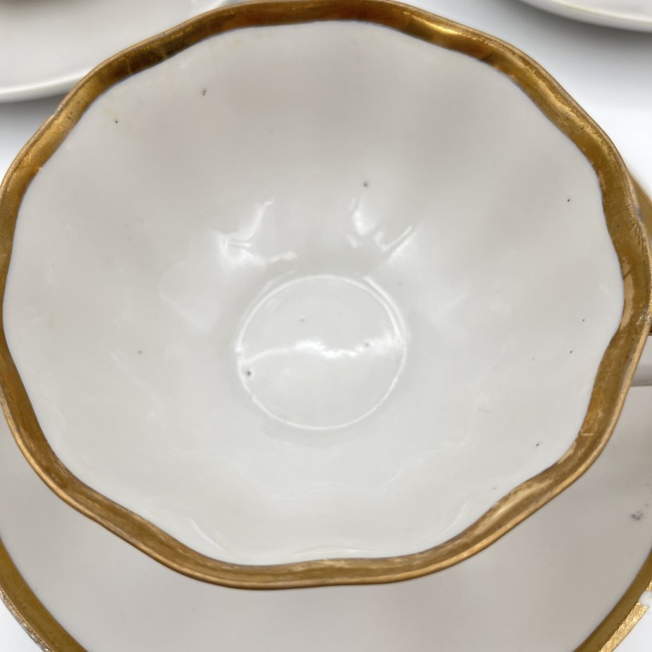 Набор из 3-х чайных пар с лакончиным декором, фарфор, золочение, Дулевский фарфоровый завод (Дулёво), СССР, 1989 г.