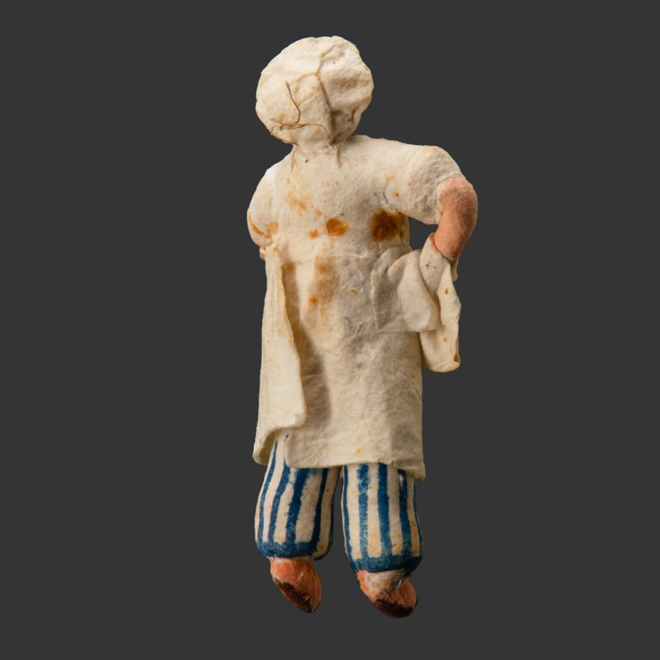 Елочная игрушка "Повар", вата, мастика, роспись, бумага, СССР, 1930-1940 гг.