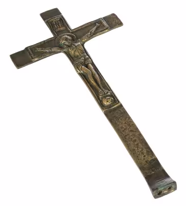 Крест католический "Распятие Христово", бронза, литье, Западная Европа, 1850-1890 гг.