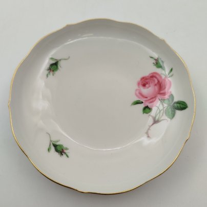 Блюдце "Мейсенская роза", фарфор, роспись, золочение, Meissen (Мейсенский фарфор), Германия, 1956 г.