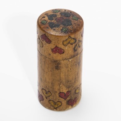 Футляр для хранения иголок, дерево, выжигание, роспись, Россия, 1910-1930 гг.