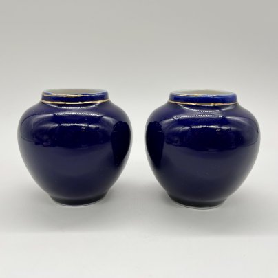 Вазы миниатюрные (парные), фарфор, крытье, золочение, Турыгинский фарфоровый завод артели «Художественная керамика» (Гжель), Турыгинский фарфоровый завод артели «Художественная керамика» (Гжель)