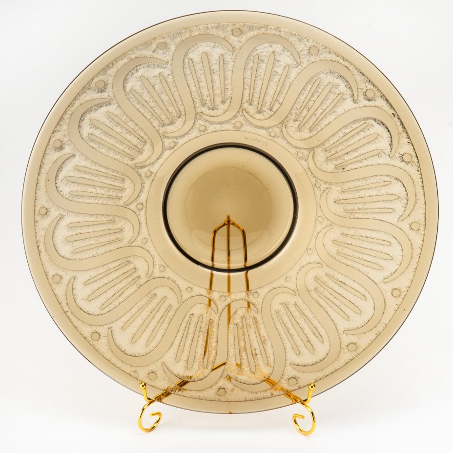 Блюдо дымчатого оттенка круглой формы в стиле Art Deco, Verrex (для Schneider)