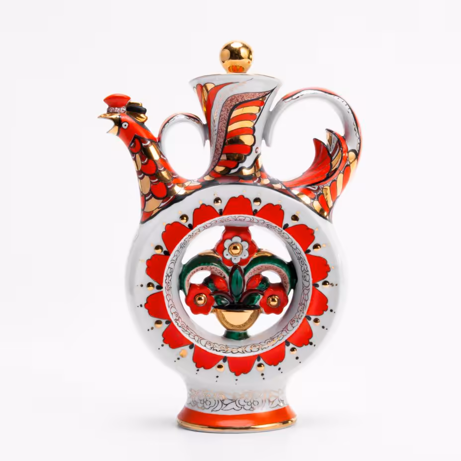 Штоф (куманец), фарфор, золочение, роспись, СССР, 1970-1990 гг.