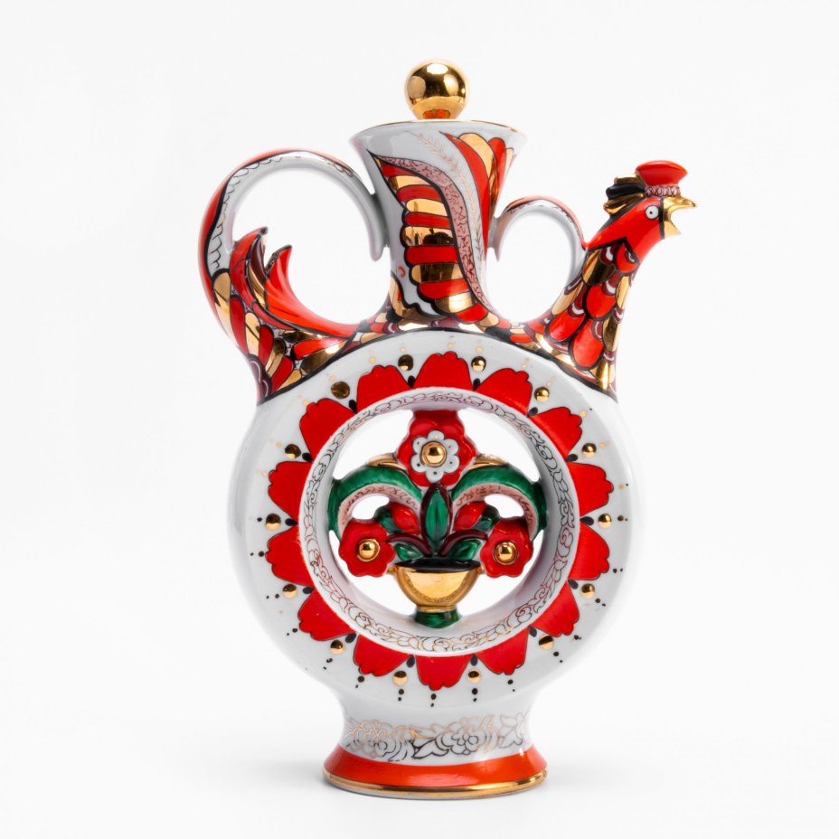 Штоф (куманец), фарфор, золочение, роспись, СССР, 1970-1990 гг.