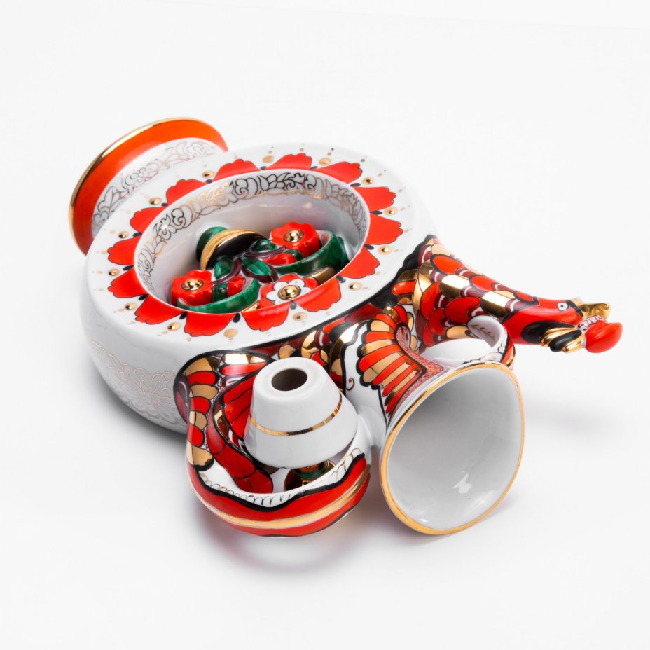Штоф (куманец), фарфор, золочение, роспись, СССР, 1970-1990 гг.