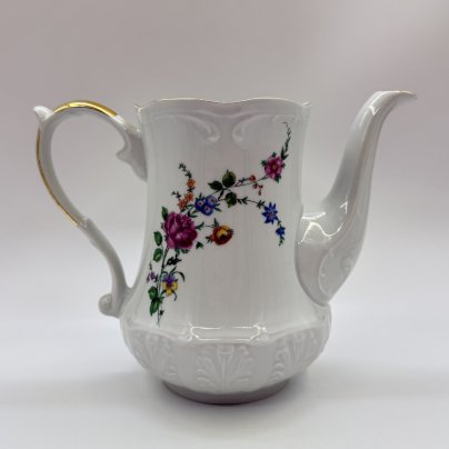 Чайник с цветочным декором, фарфор, деколь, золочение, Wloclawek (Влоцлавская фаянсовая фабрика), Польша, 1960-1980 гг.