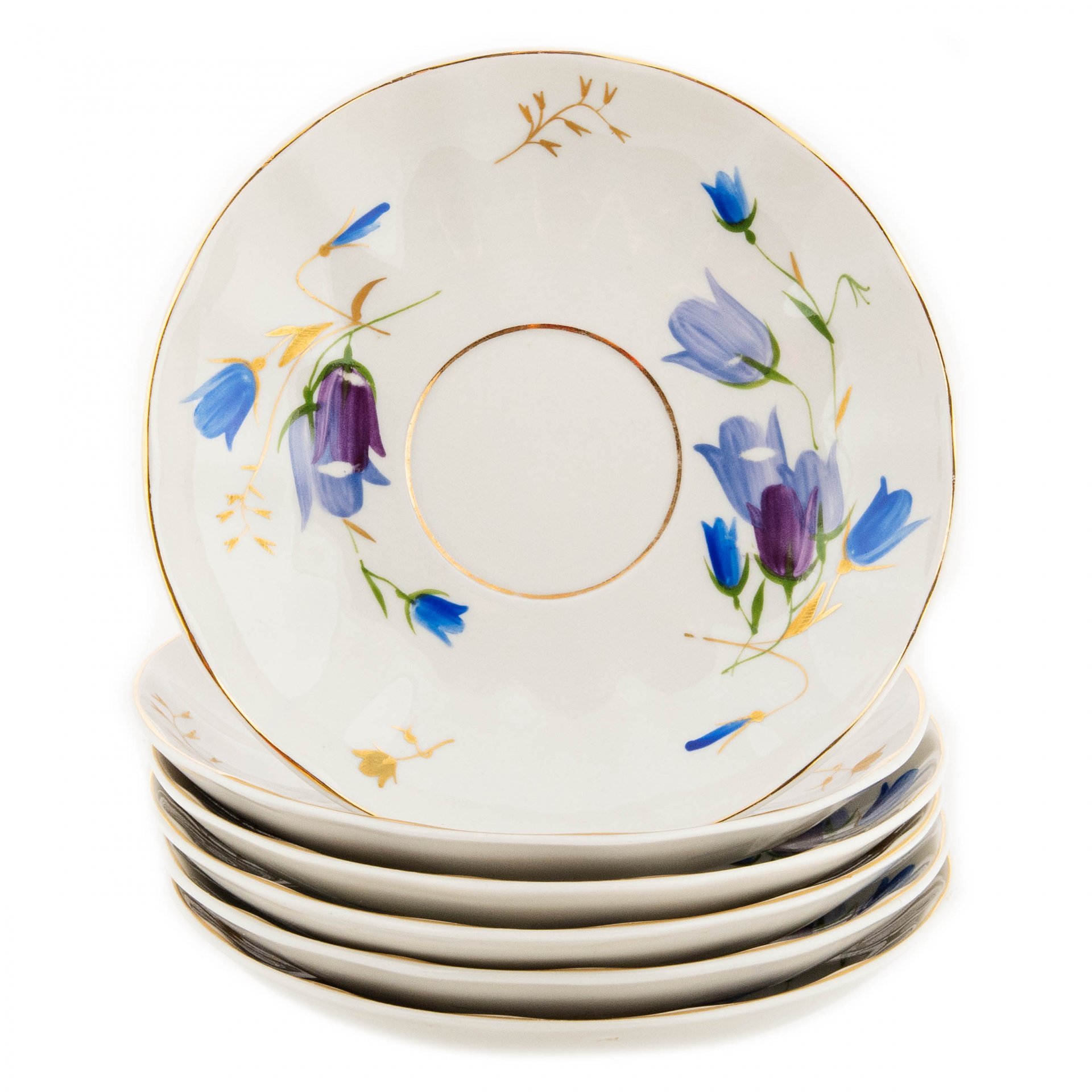 Сервиз чайный на 6 персон (14 пр.), фарфор, роспись, золочение, Ленинградский фарфоровый завод (ЛФЗ), СССР, 1957-1986 гг., Ленинградский фарфоровый завод (ЛФЗ)