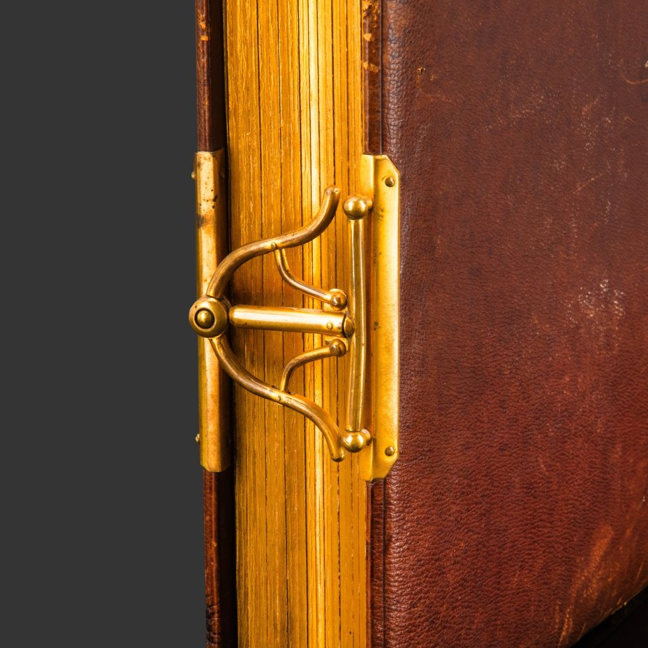 Фотоальбом с рельефным цветочным декором, фигурной застежкой и позолоченным обрезом, фирма "Ф. Трейманъ"