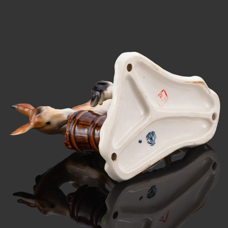 Статуэтка "Ослик с собакой", фаянс, роспись, Cluj-Napoca Porcelain, Румыния, 1950-1970 гг.
