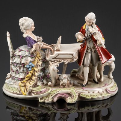 Статуэтка "Музыкальный вечер" ("Домашний концерт"), фарфор, роспись, VEB Porzellanfiguren Lippelsdorf (Липпельсдорф), Германия, 1951-1974 гг.