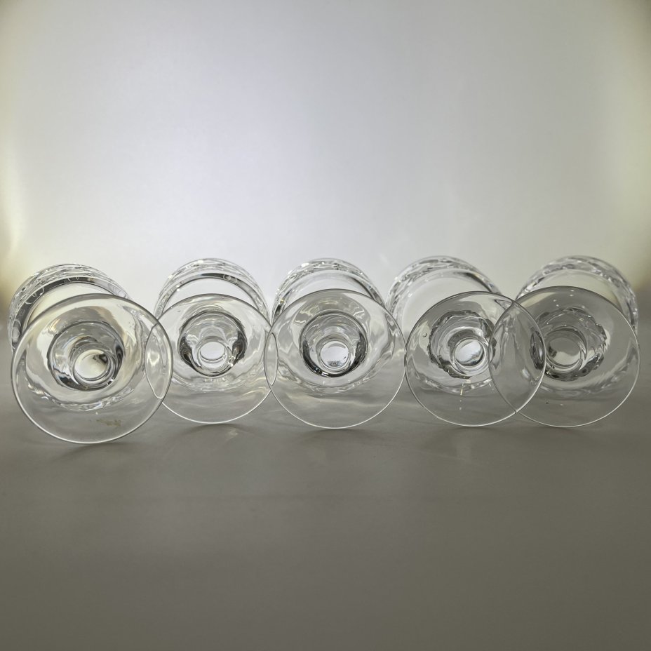 Набор рюмок из сервиза "Новогодний" на 5 персон, автор Л.О. Юрген, хрусталь, алмазная грань, Ленинградский завод художественного стекла (ЛЗХС), СССР, 1970-1980 гг.