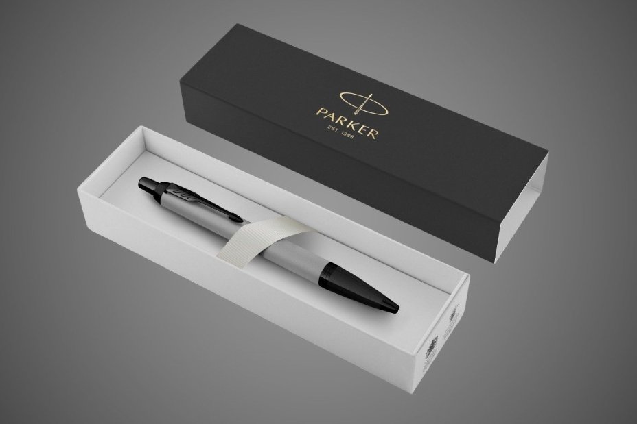 Шариковая ручка Parker IM Achromatic, Grey BT,стержень: M, цвет чернил: blue, в подарочной упаковке., Лаки и смолы: лак, латунь