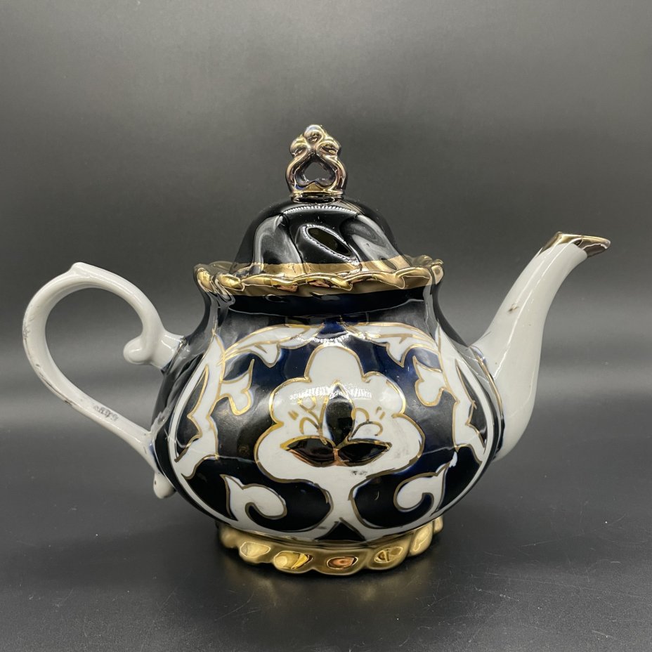 Чайник заварочный (Пахта), фарфор, золочение, роспись, Ташкентский фарфоровый завод