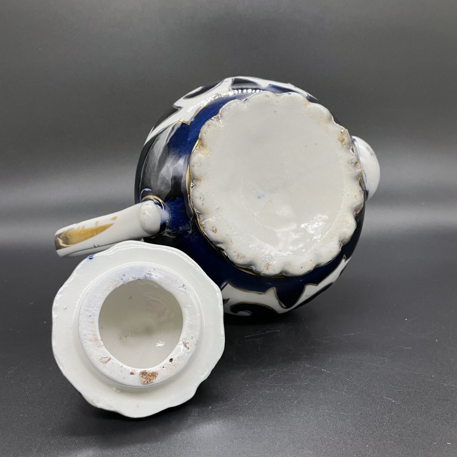 Чайник заварочный (Пахта), фарфор, золочение, роспись, Ташкентский фарфоровый завод