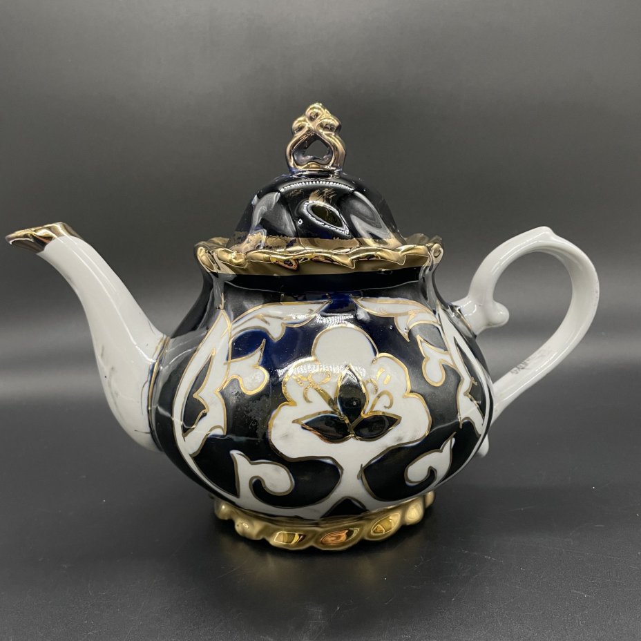 Чайник заварочный (Пахта), фарфор, золочение, роспись, Ташкентский фарфоровый завод, СССР, 1970-2000 гг., Ташкентский фарфоровый завод
