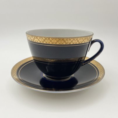 Пара чайная (в подборе), фарфор, крытье кобальтом, золочение, Ленинградский фарфоровый завод (ЛФЗ), СССР, 1970-1990 гг.
