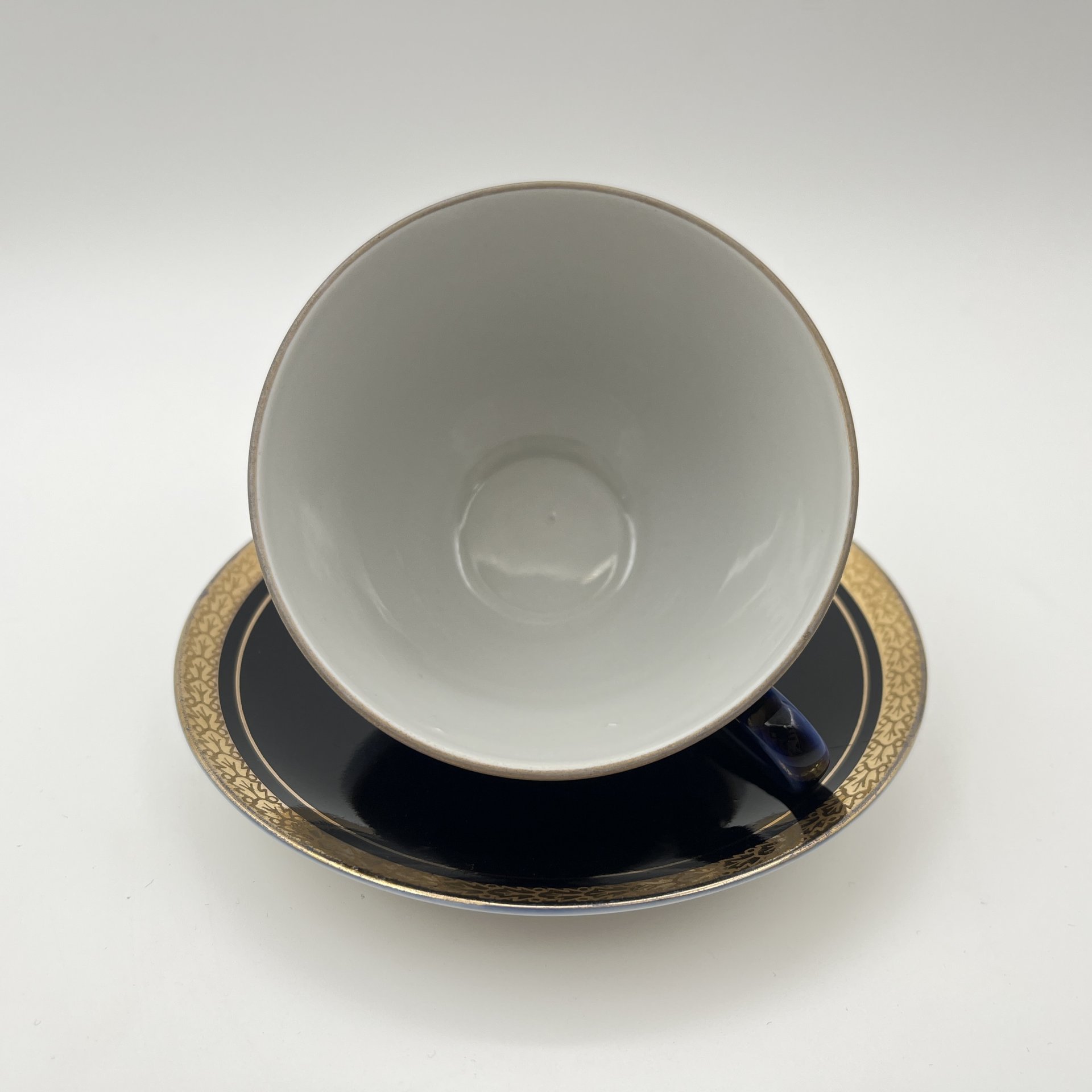 Пара чайная (в подборе), фарфор, крытье кобальтом, золочение, Ленинградский фарфоровый завод (ЛФЗ), СССР, 1970-1990 гг.