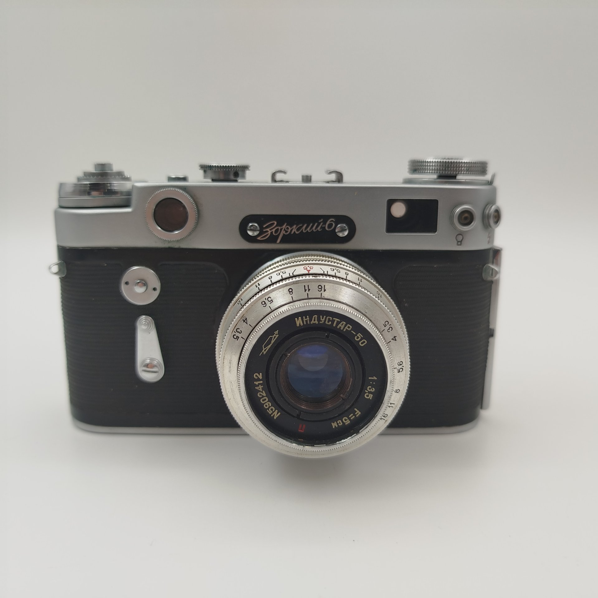 Фотоаппарат "Зоркий-6" с объективом "Индустар-50" в оригинальном кофре, металл, стекло, пластик, кожа, Красногорский механический завод (КМЗ), СССР, 1959 г.