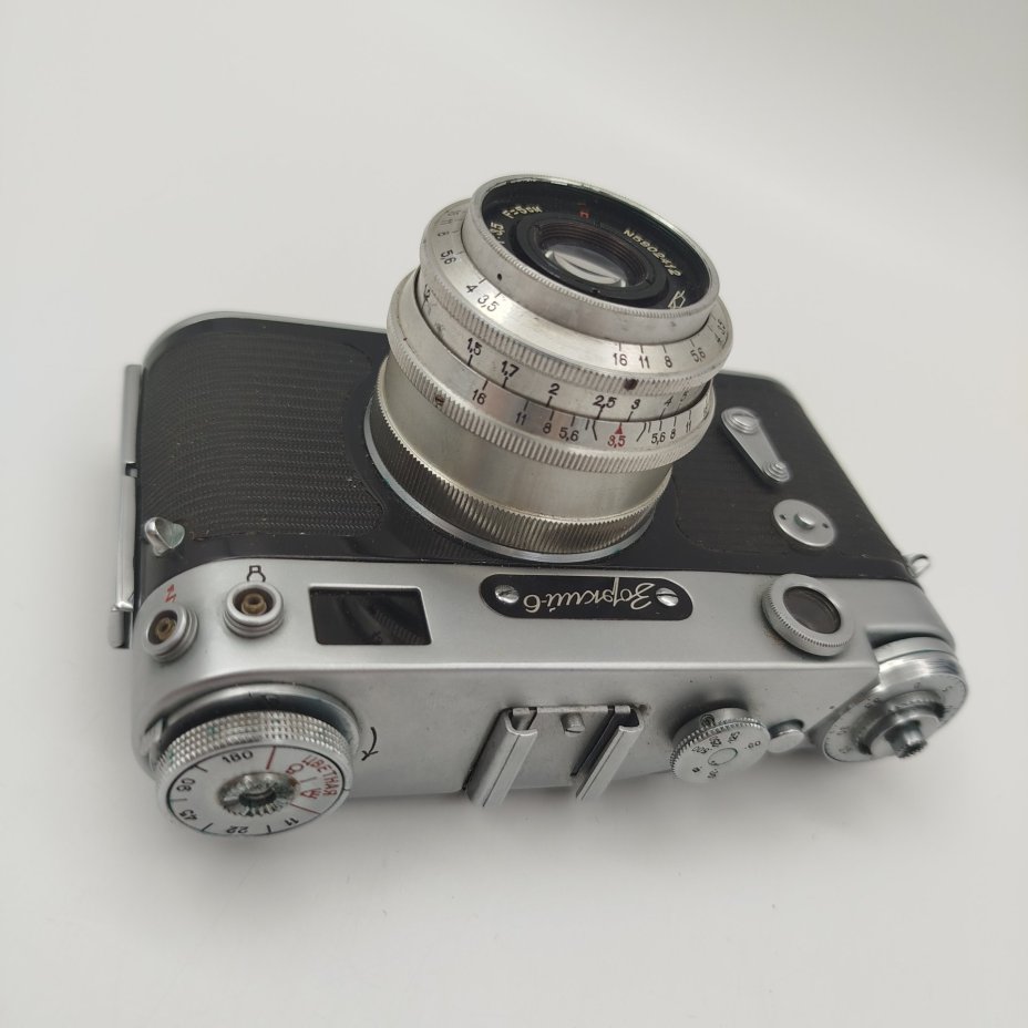 Фотоаппарат "Зоркий-6" с объективом "Индустар-50" в оригинальном кофре, металл, стекло, пластик, кожа, Красногорский механический завод (КМЗ), СССР, 1959 г.