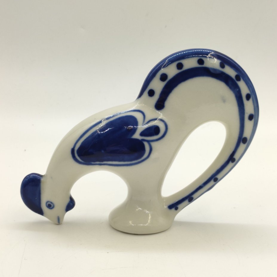 Статуэтка "Петух", Гжель, фарфор, роспись, СССР, 1970-1990 гг.