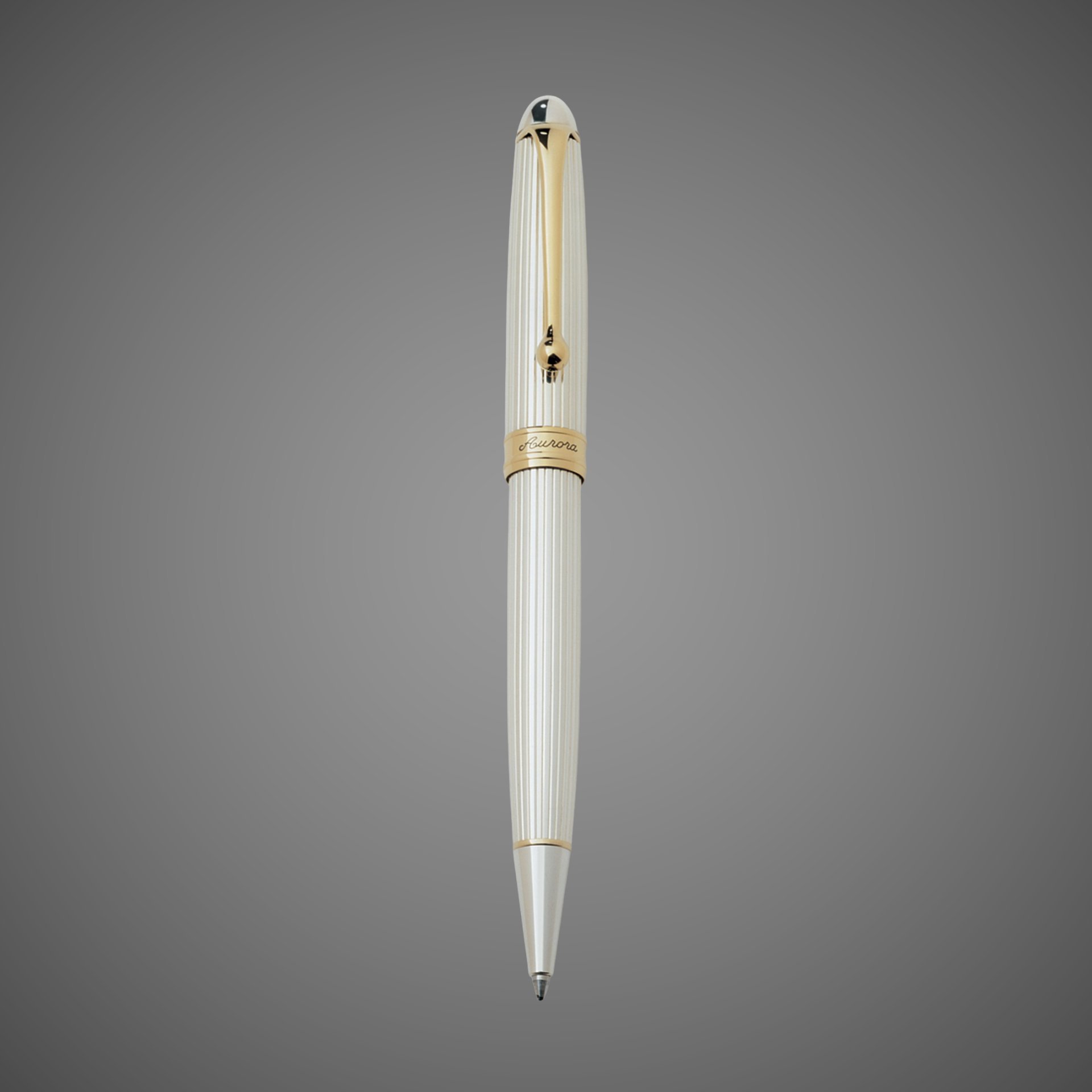 Шариковая ручка Aurora 88 Oro e Argento, Solid Silver GT, в подарочной коробке, Драгметаллы: позолота, позолота, серебро