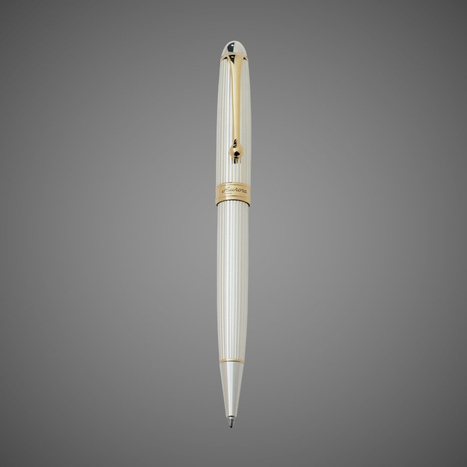 Шариковая ручка Aurora 88 Oro e Argento, Solid Silver GT, в подарочной коробке, Драгметаллы: позолота, позолота, серебро