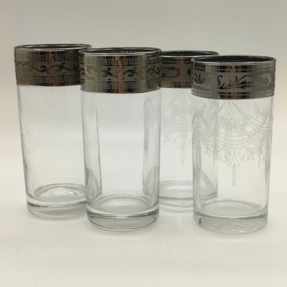 Набор из 4-х стаканов с орнаментальным декором на ободках (в подборе)
