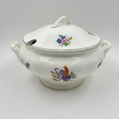 Супница с цветочным декором, Конаковский фаянсовый завод им. М.И. Калинина (ЗиК Конаково)